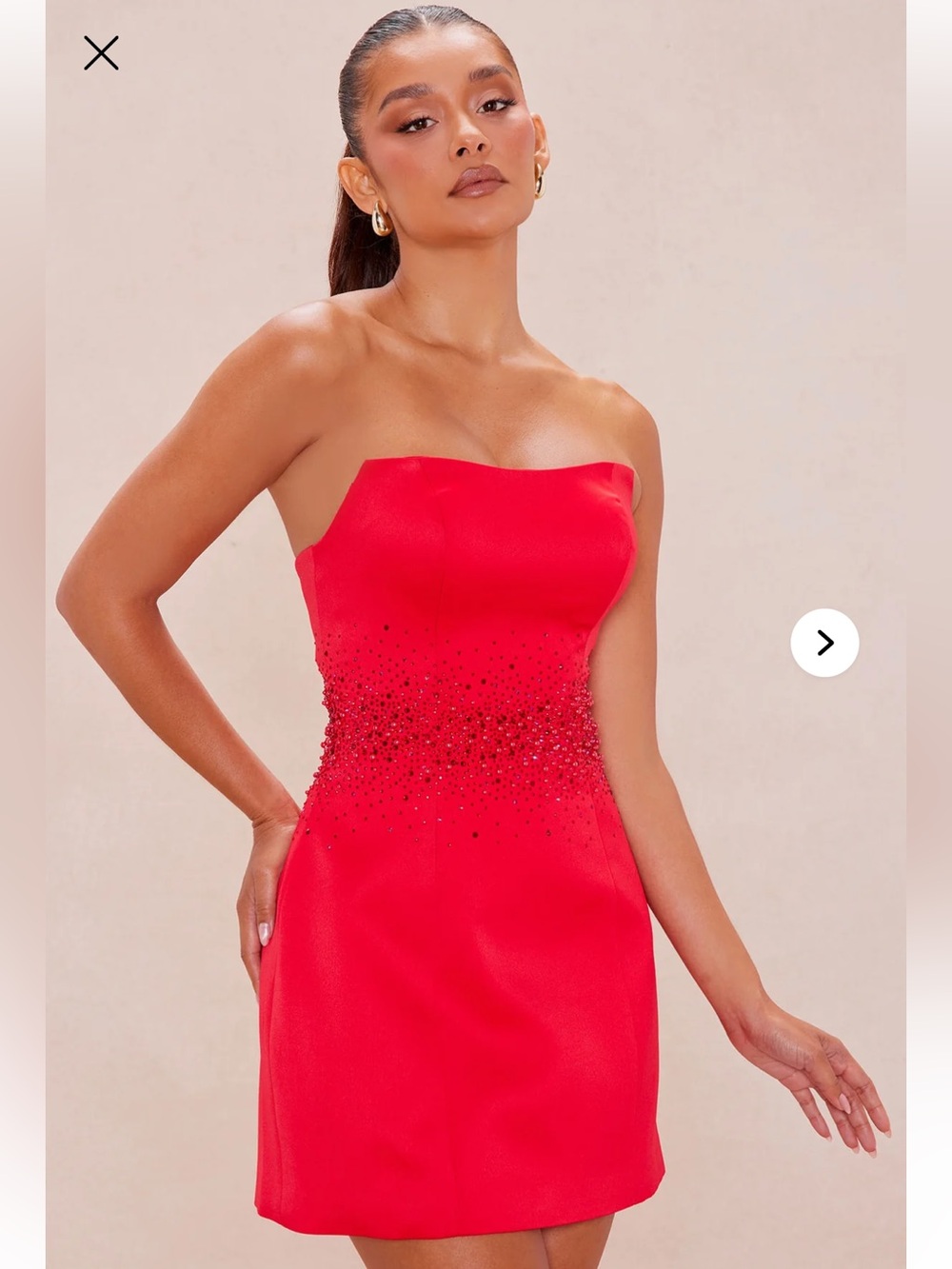 Fashion Nova Red Embellished Dress